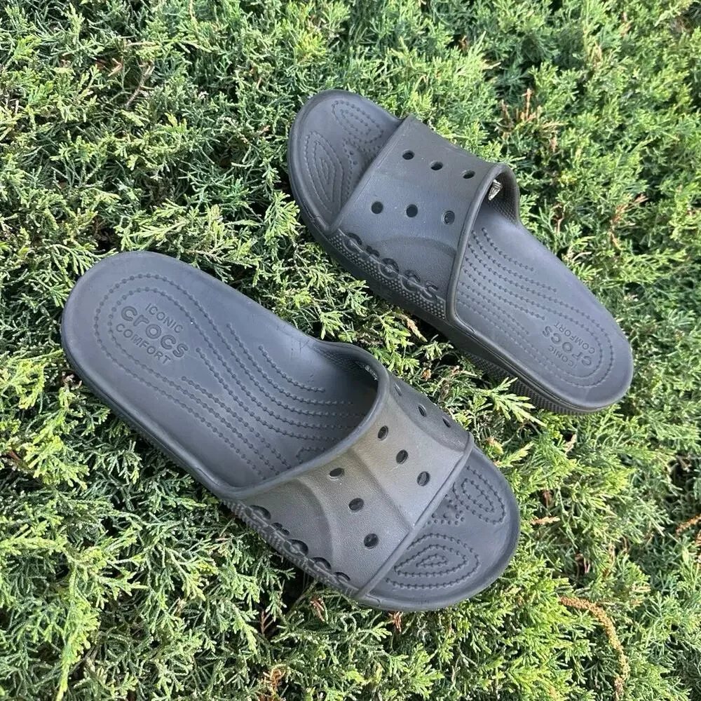 Crocs Unisex Baya II Adult Slides Size M8 W10 Black Sandals - Picture 3 of 17